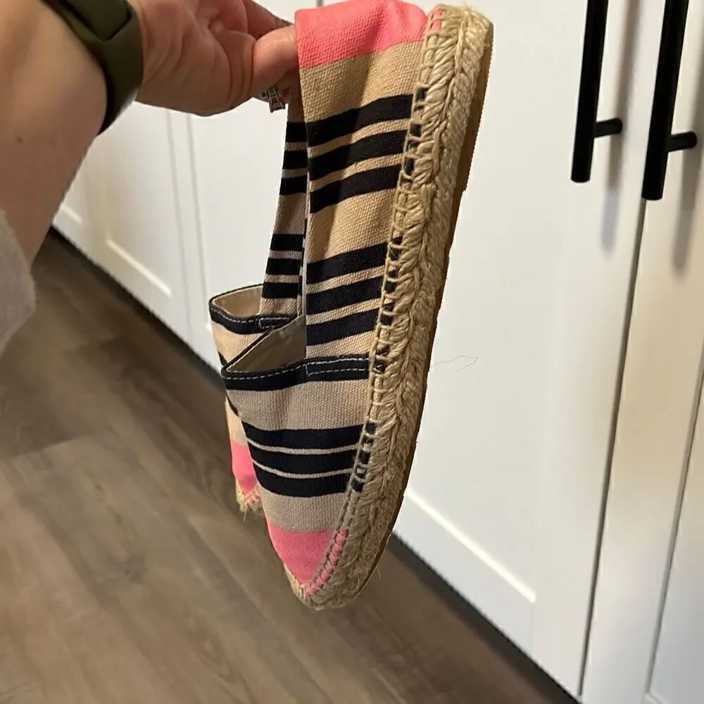 NEW Sam Edelman Women's Verona Striped Espadrille Slip-On Shoes Tan & Pink Size